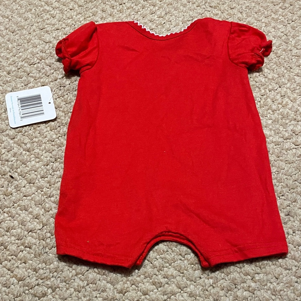 Disney baby NWT Minnie Mouse one piece red shorts outfit girl size 3mo - 6mo - Picture 10 of 14